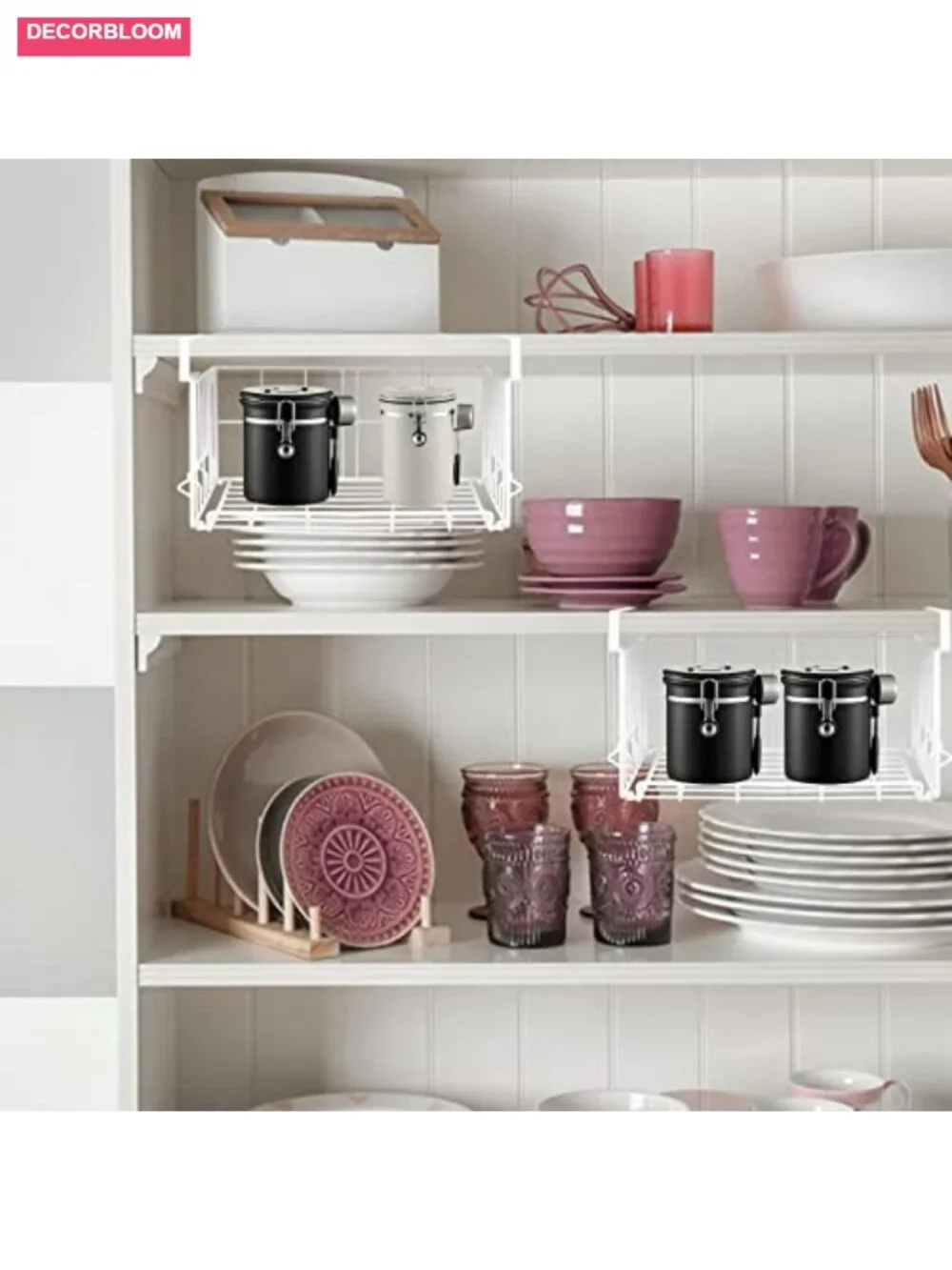 Under Shelf Basket Storage, Steel Hanging Wire Baskets for Kitchen Pantry